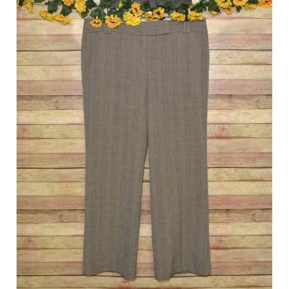 Ann Taylor Signature Fit Ladies 16 Brown Houndstooth Straight Leg Pants Career - Picture 1 of 11